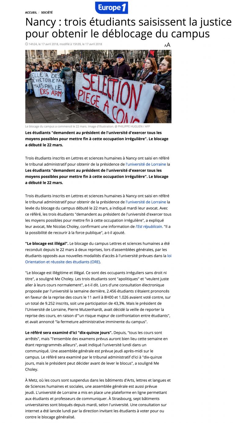 Maître Nicolas CHOLEY en entretien sur Europe 1